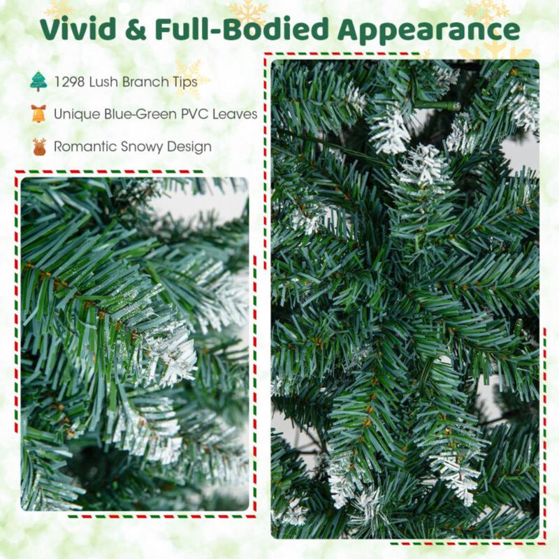 Hivvago 9 FT Pre-Lit Artificial Christmas Tree with 1298 Snowy Branch Tips image number 5