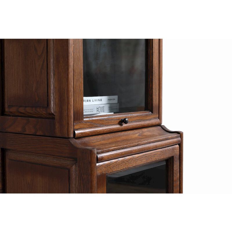 Crafters and Weavers Mission Narrow Barrister Bookcase - Beveled Glass