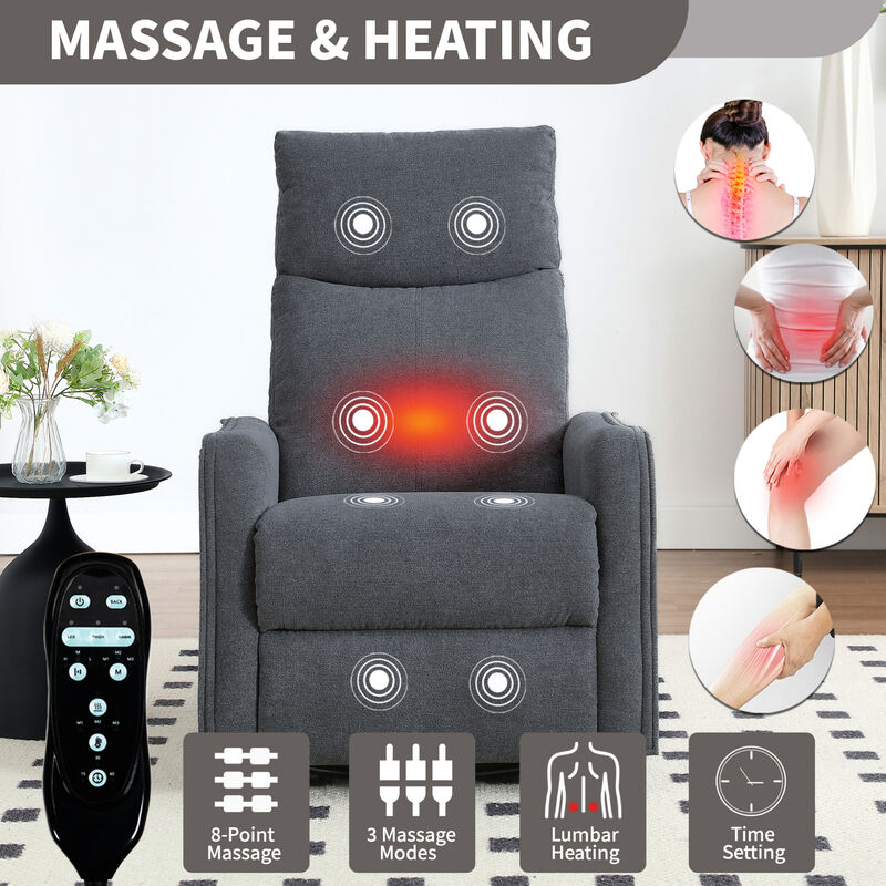 GOODSILO Heat Massage Manual Recliner Chair with Rocker and Swivel for Living Room Relaxation image number 1