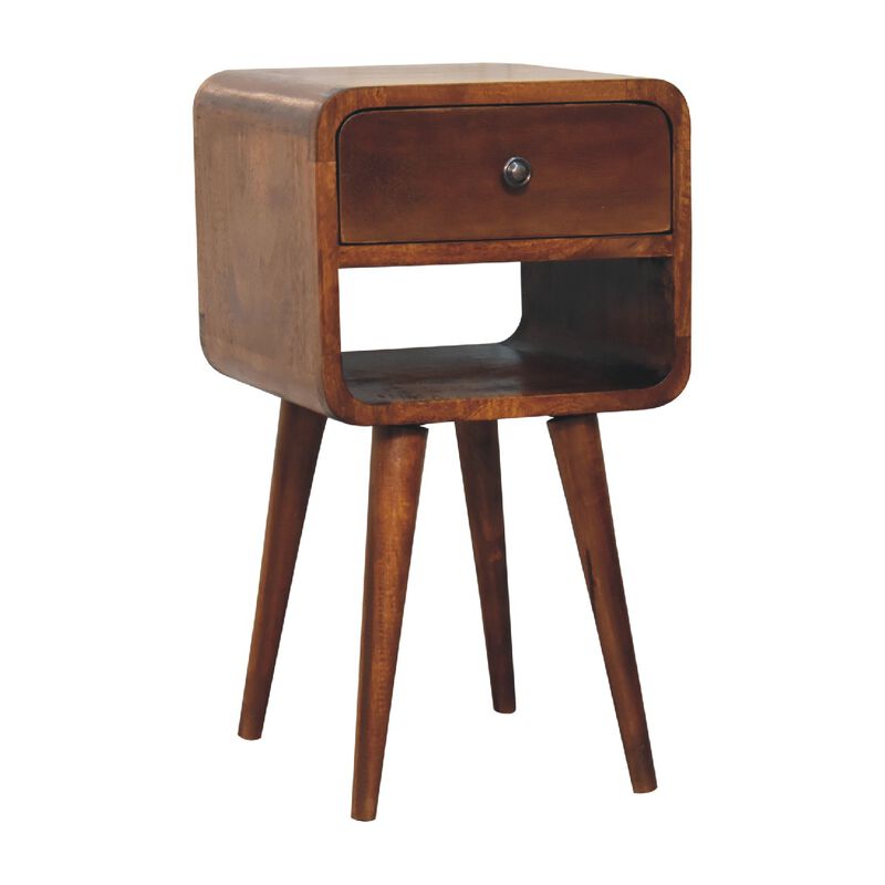 HomeRoots 22" Chestnut Solid Wood One Drawer Nightstand image number 3