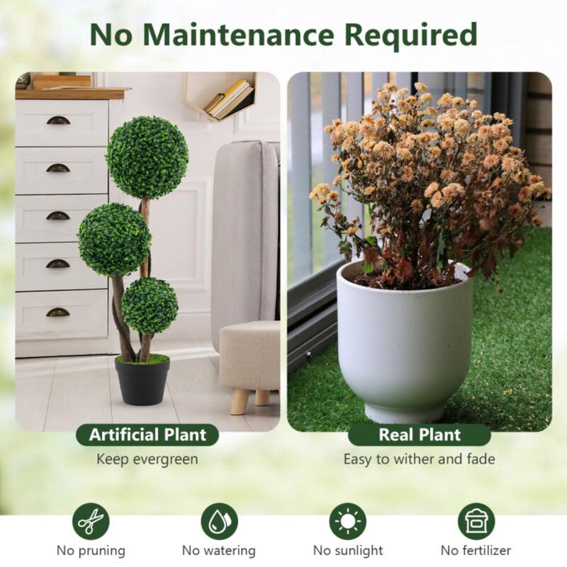 Hivvago 36 Inch Tall Artificial Boxwood Topiary Tree in Pot
