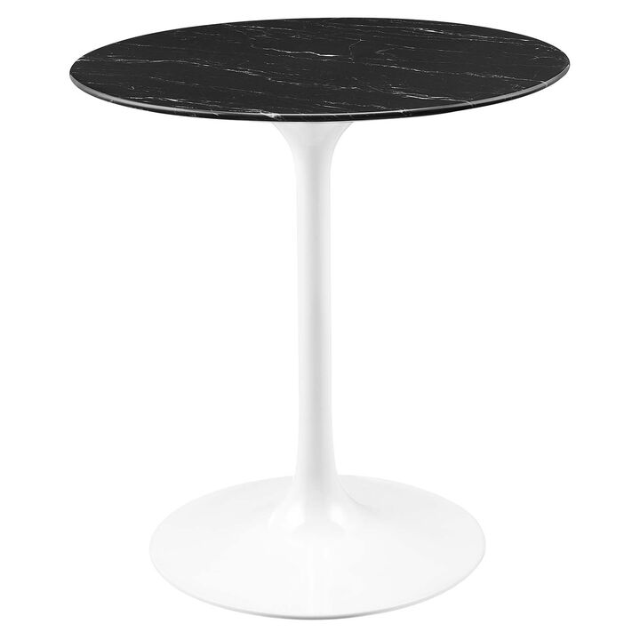 Modway - Lippa 28" Round Artificial Marble Dining Table White Black