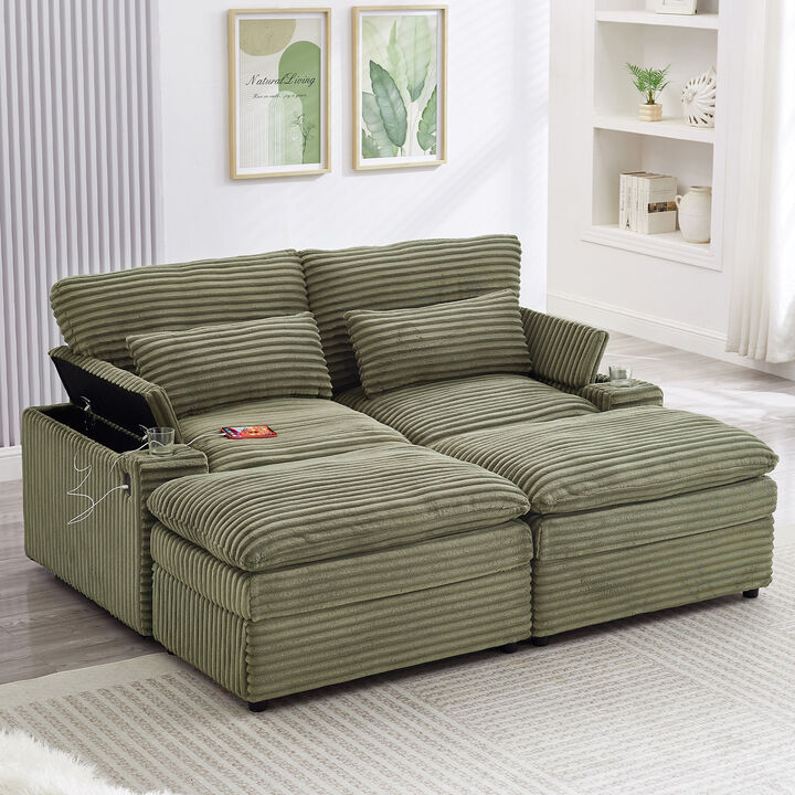 Merax Loveseat Sofa Free-combined Sectional Convertible Sofa Bed with Storage Space