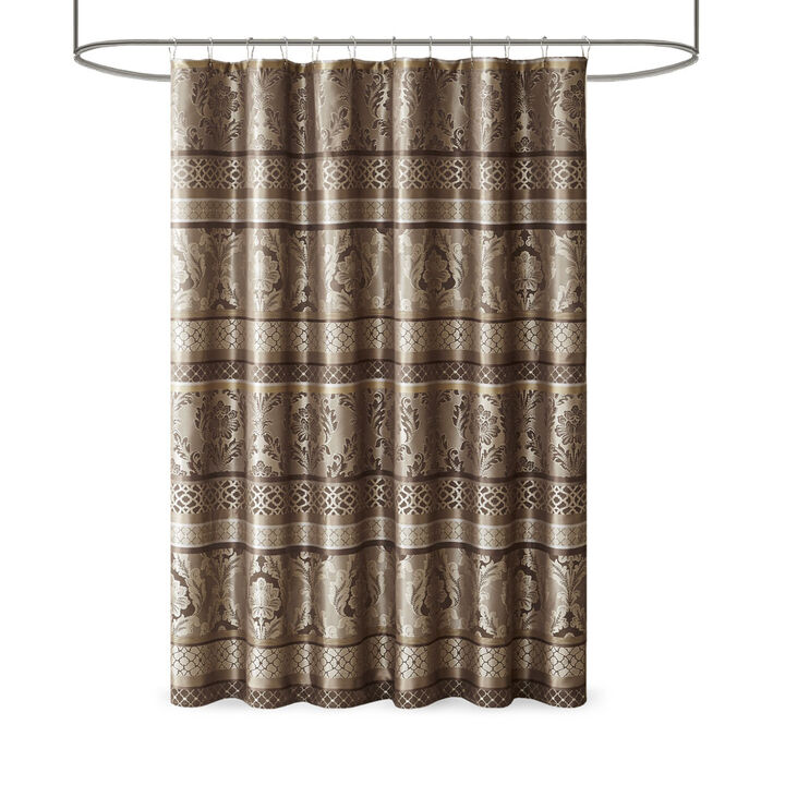 Gracie Mills Bruce Jacquard Leaf Pattern Shower Curtain