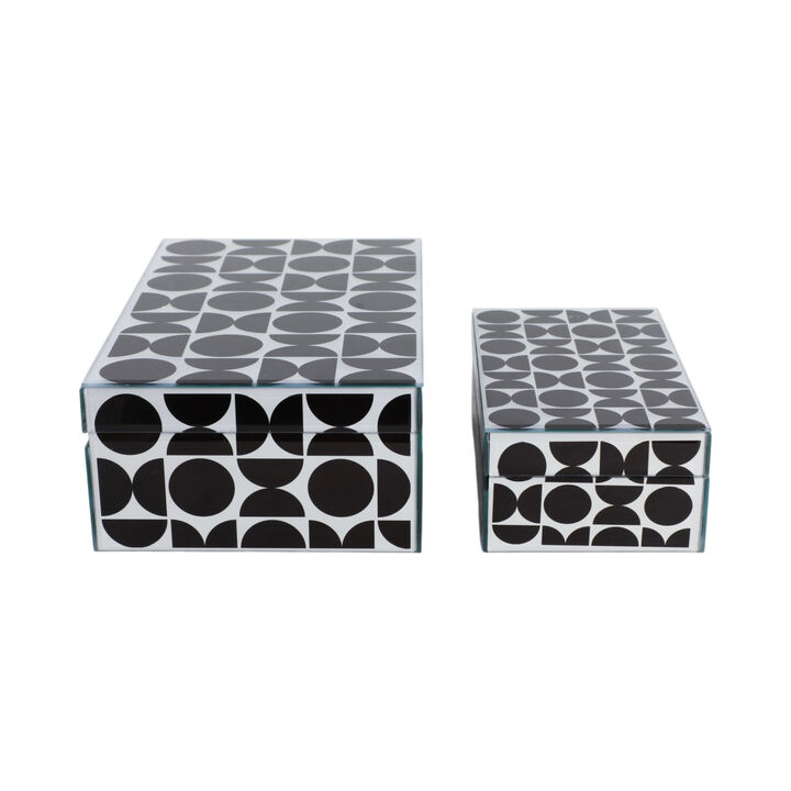 S/2 Modern Print Glass Boxes