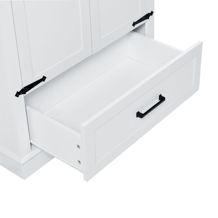 Tall Bathroom Storage Cabinet with Two Doors, One Drawer, and Adjustable Shelf