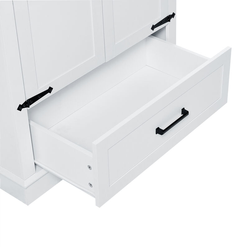 Tall Bathroom Storage Cabinet with Two Doors, One Drawer, and Adjustable Shelf