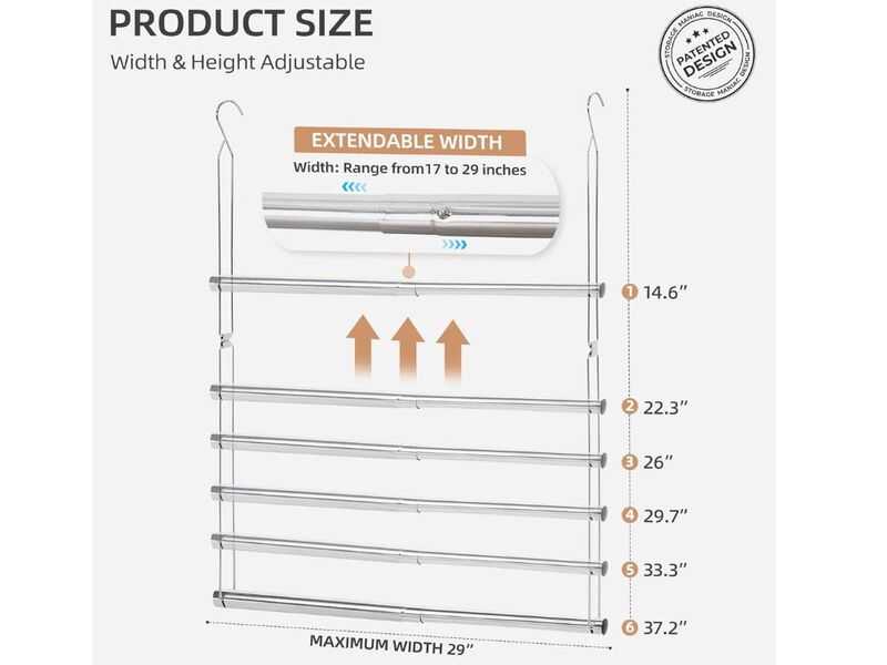 2-Pack Adjustable Closet Rod | Space-Saving Hanging Organizer for Closet Storage image number 2