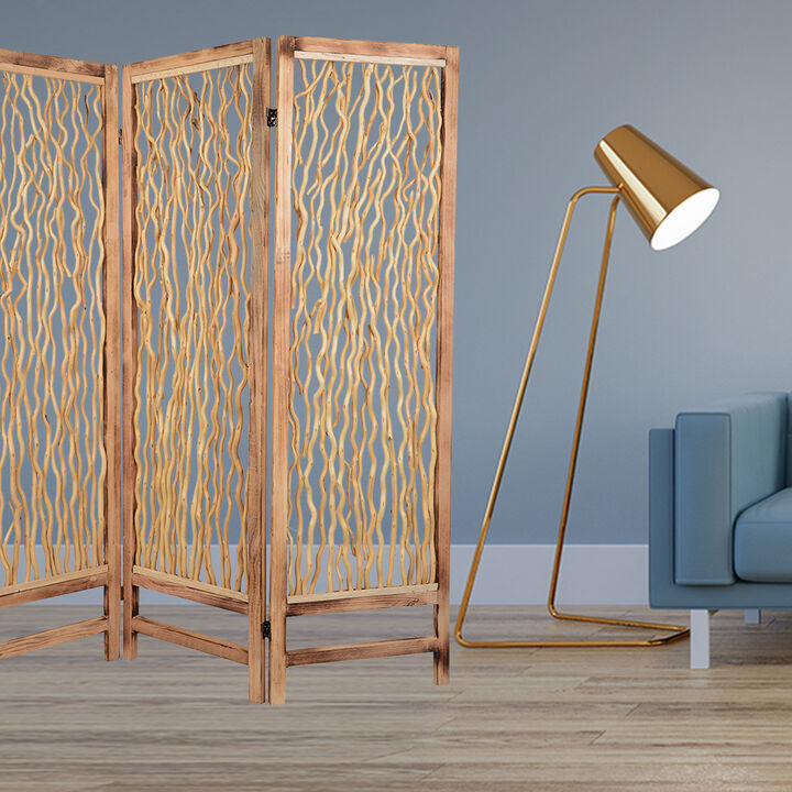 3-Panel Foldable Wood Screen for Privacy and Stylish Room Division