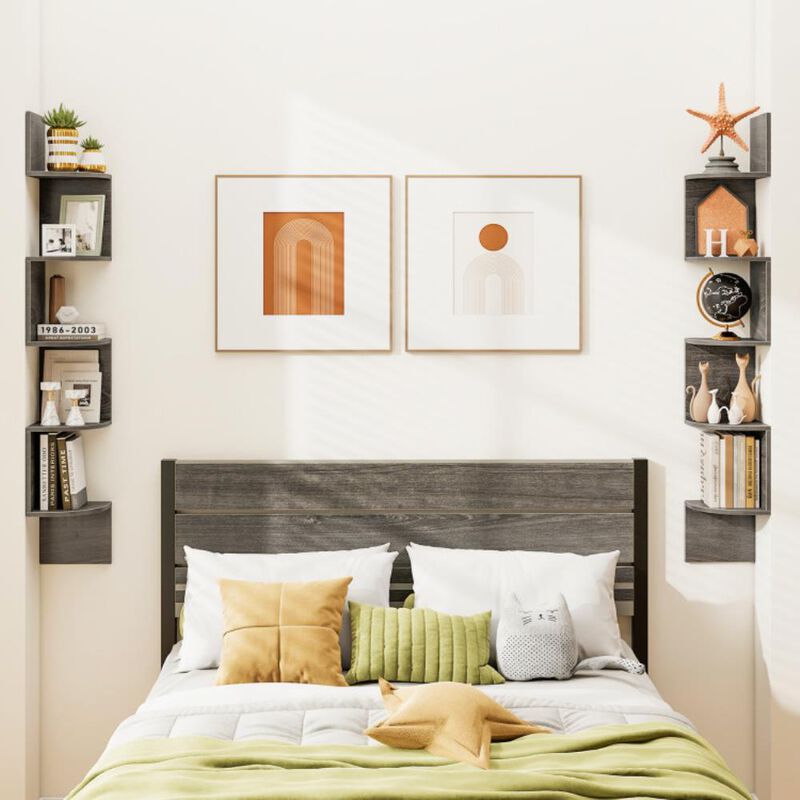 Hivvago 5-Tier Corner Shelf Floating Bookshelf Wall Mounted Storage Organizer