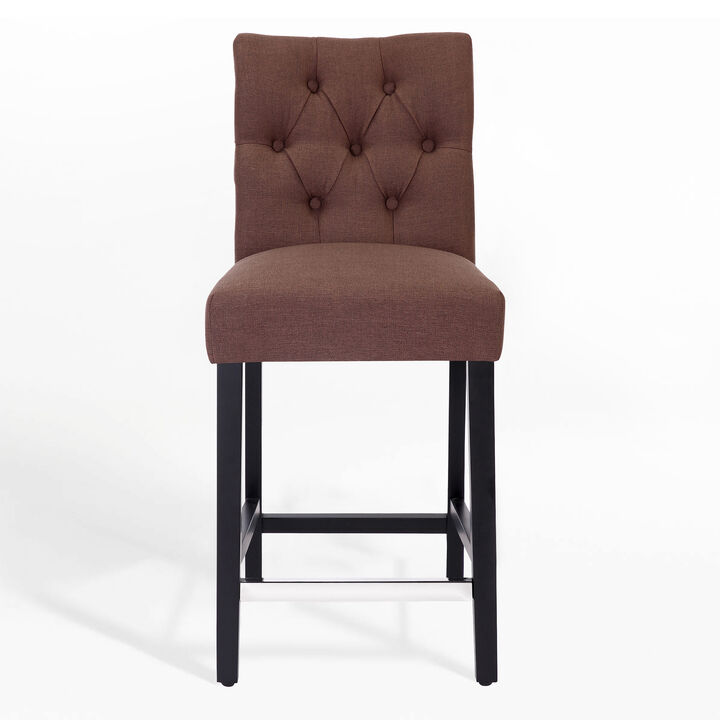 WestinTrends 24" Linen Fabric Tufted Upholstered Counter Stool, Black