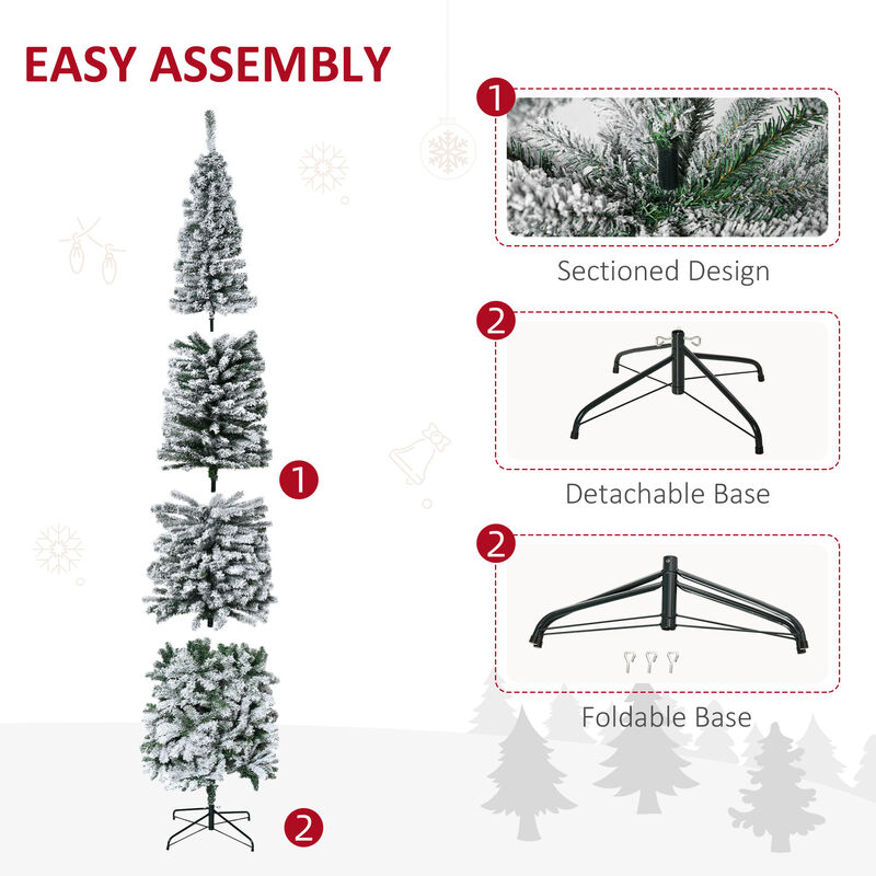BreeBe 9ft Flocked Pencil Artificial Christmas Tree image number 5