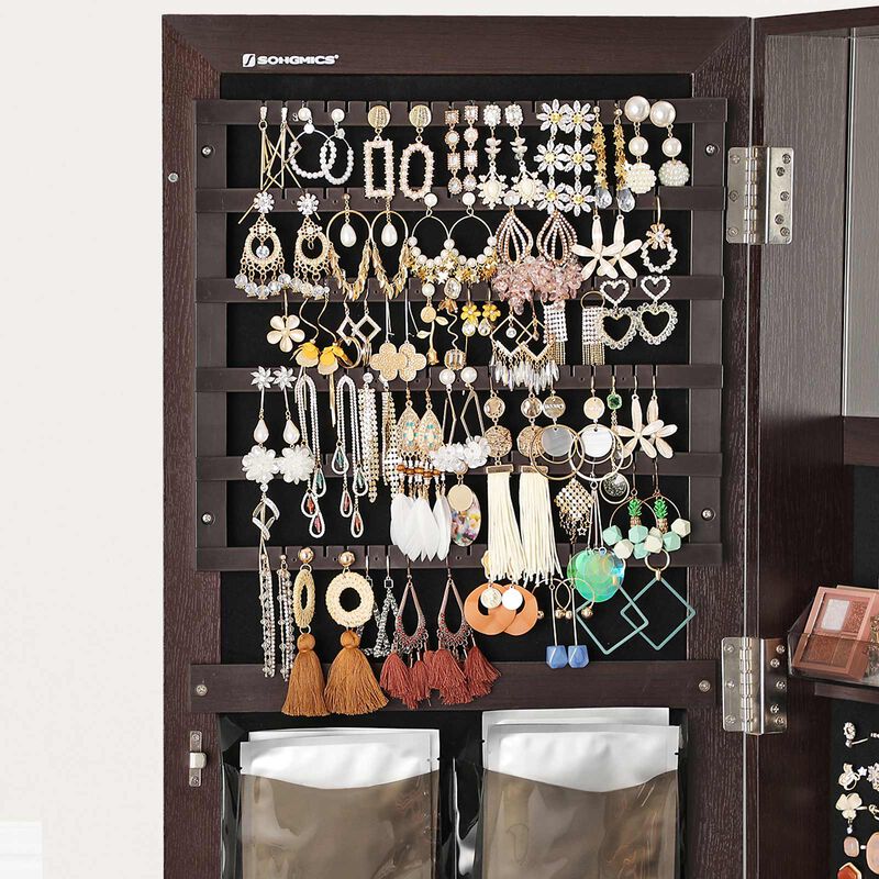 BreeBe Brown Swivel Jewelry Armoire with Mirror
