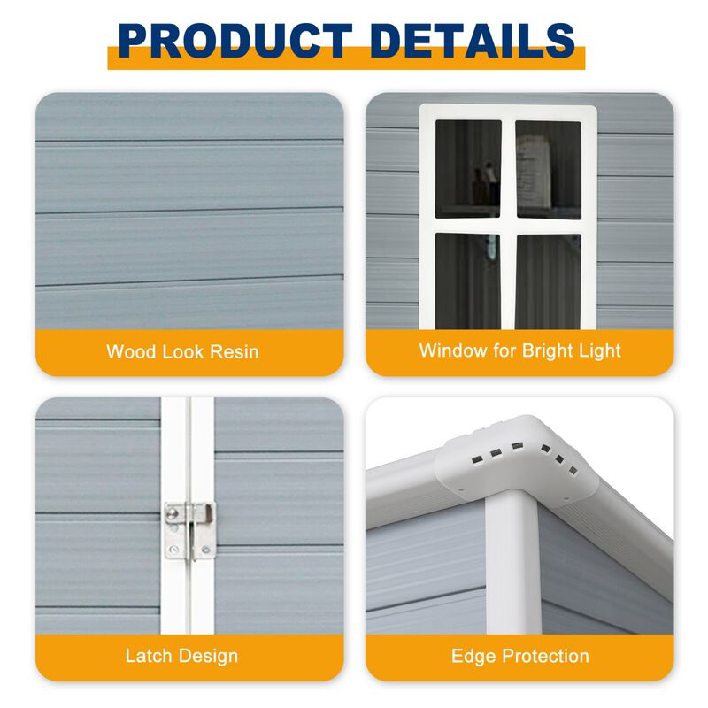 5ft x 3ft Resin Outdoor Storage Shed with Floor and Lockable Door for Backyard image number 4