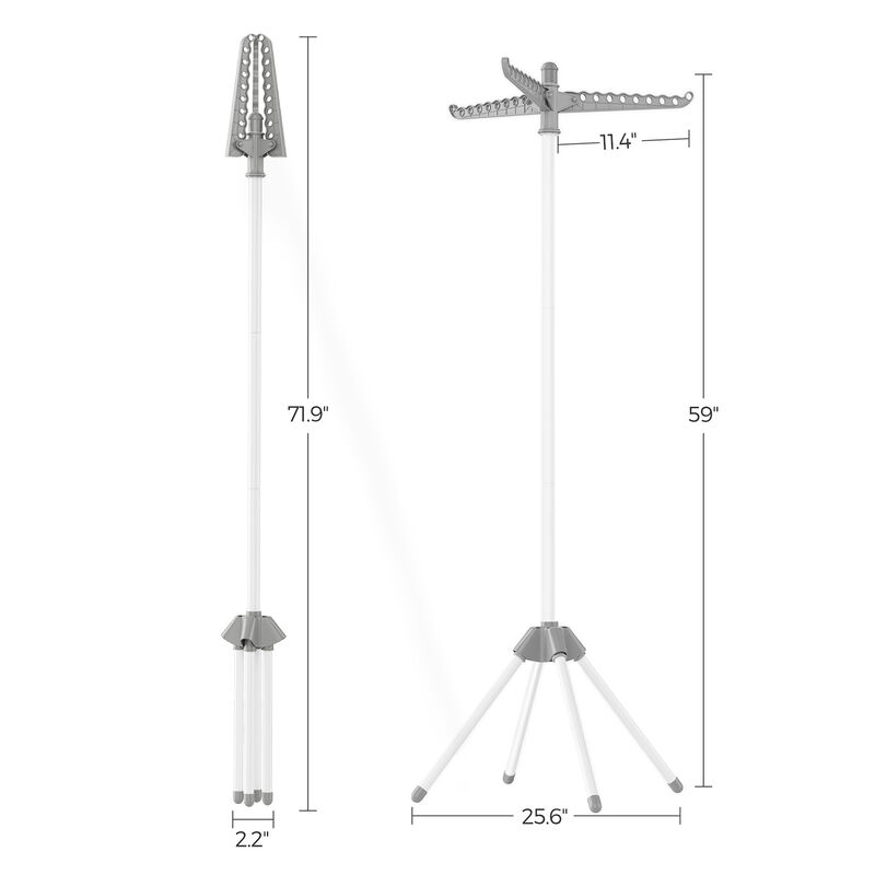 Stainless Steel Clothes Drying Rack with 3 Arms and Foldable Quadripod Frame