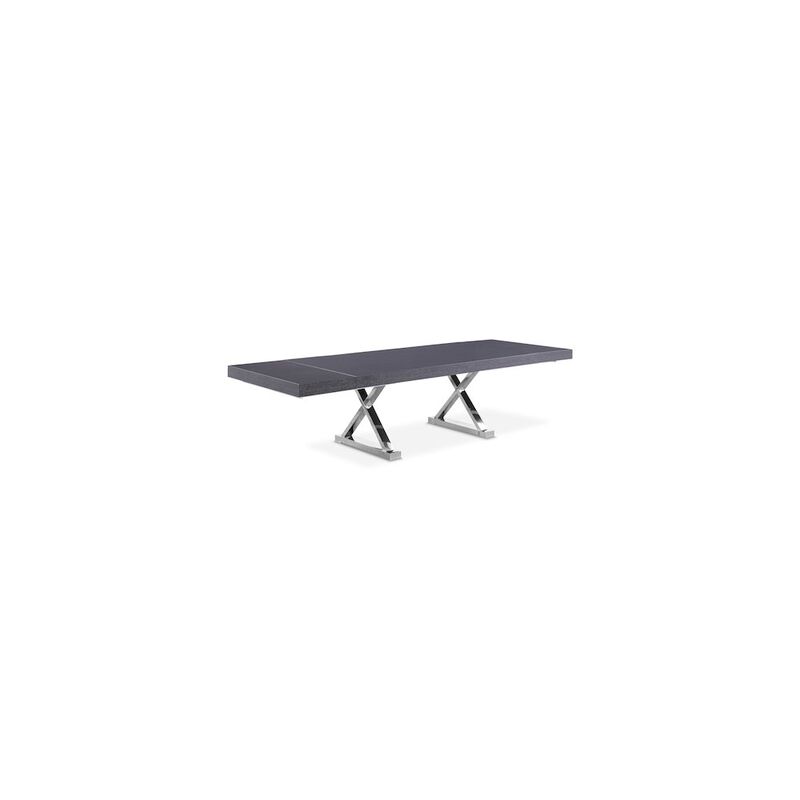 Meridian Furniture Excel Grey Oak Veneer Lacquer Extendable Dining Table