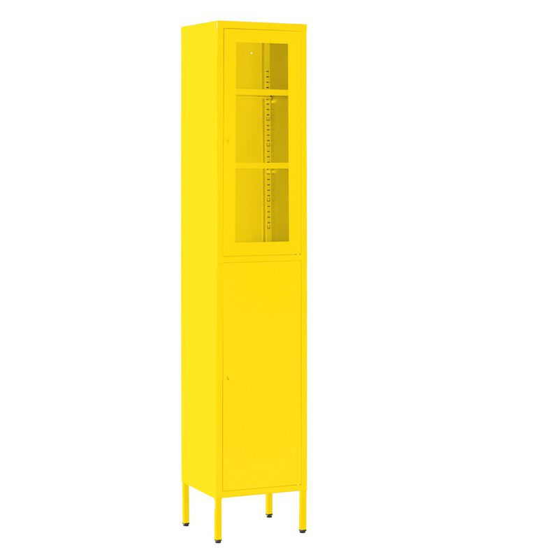 Glamour Home Aviva 71-inch Yellow Two Door Metal Cabinet