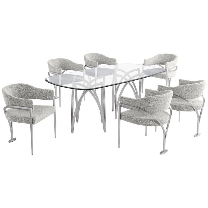 6-Piece Tempered Glass Dining Table Rich Matte