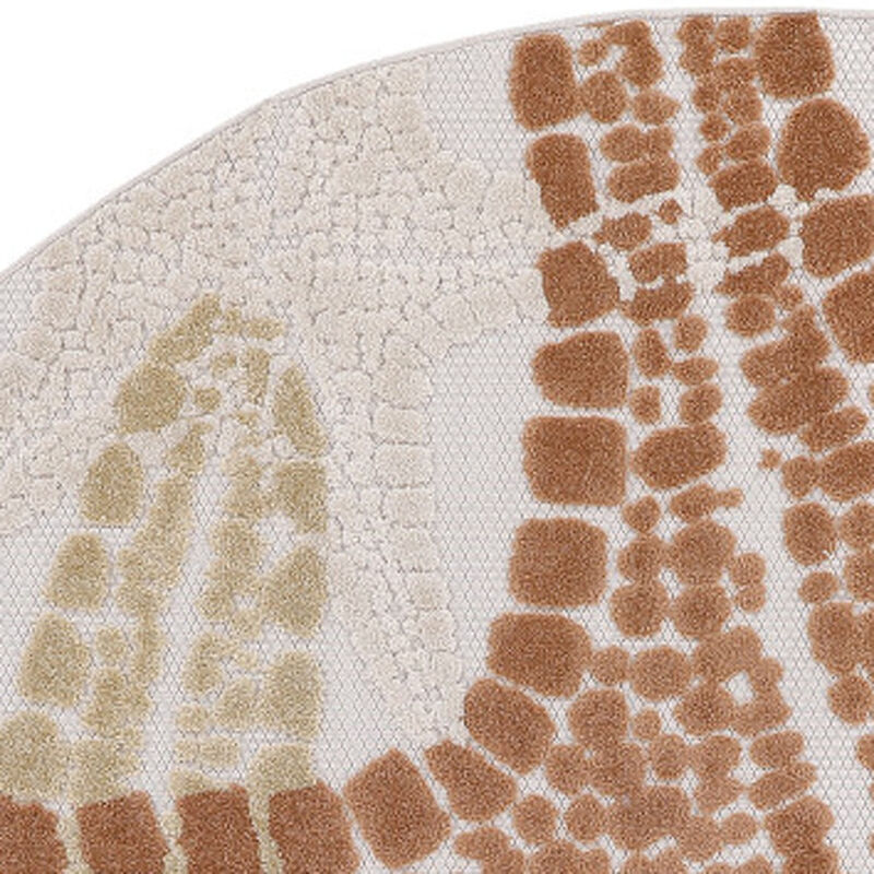 HomeRoots 5' Ivory Yellow Orange And Green Round Starfish Indoor Outdoor Area Rug image number 2
