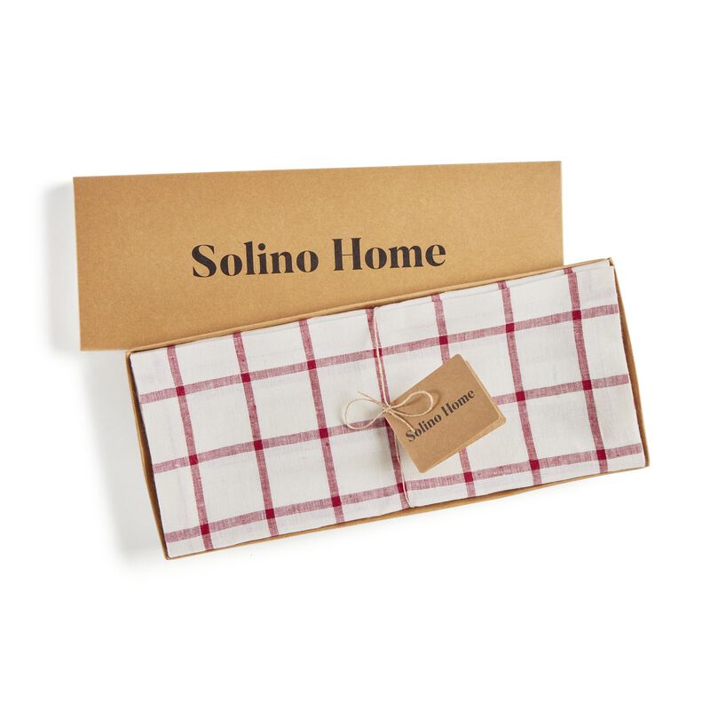 Solino Home 100% Pure Linen Table Runner - Windowpane