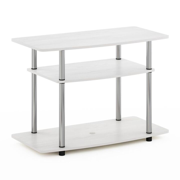 Furinno Furinno Turn-N-Tube No Tools 3-Tier TV Stands, White Oak/Chrome