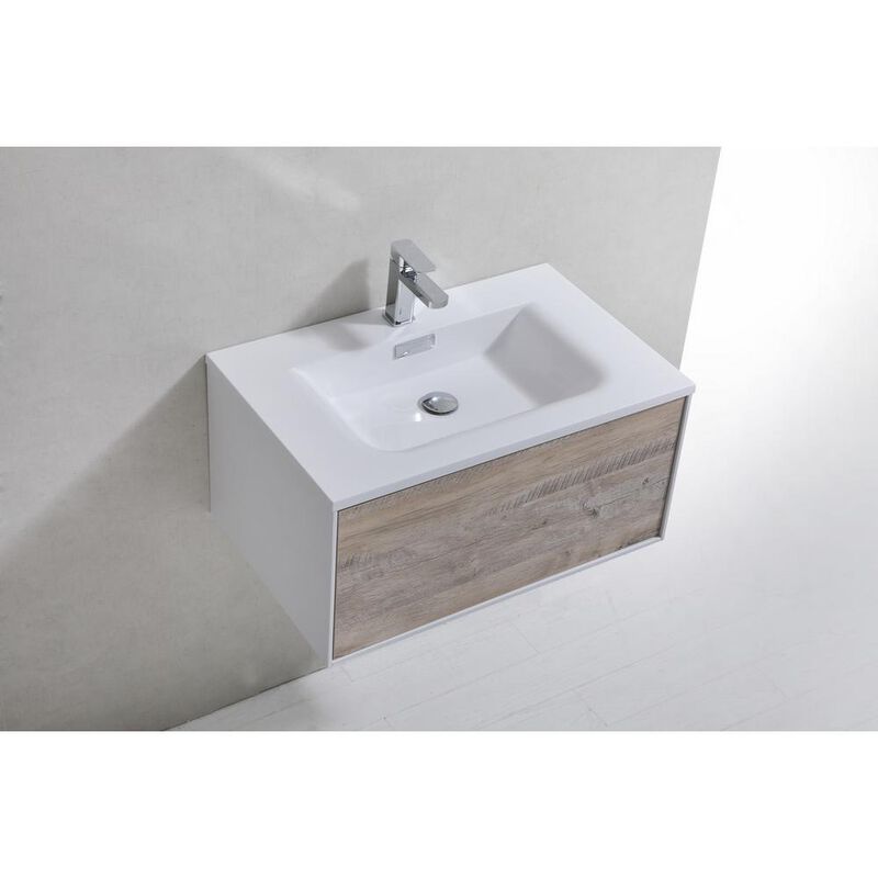 Kubebath Divario 30 Nature Wood Wall Mount Modern Bathroom Vanity