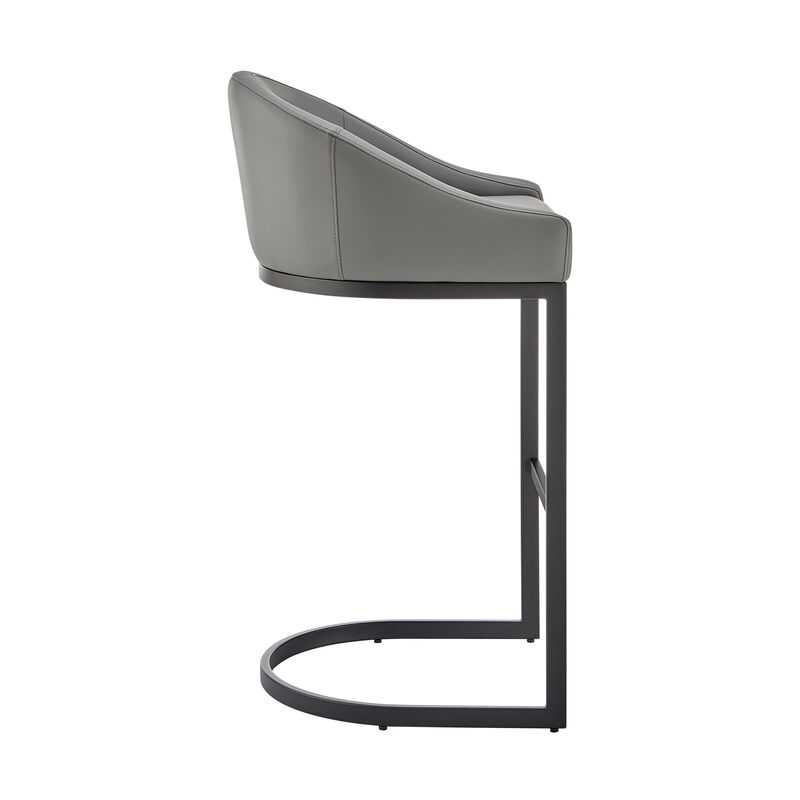 Atherik Bar Stool in Metal/Faux Leather
