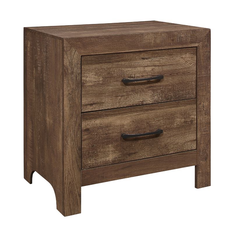 Queen Size Bedroom Set, Brown Finish, Panel Design, 2-Piece Set with Bed and Nightstand image number 5