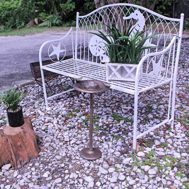 Rustic Cast Iron Bronze Finish Bird Bath Feeder Pedestal Home Garden Decor 20 In image number 5