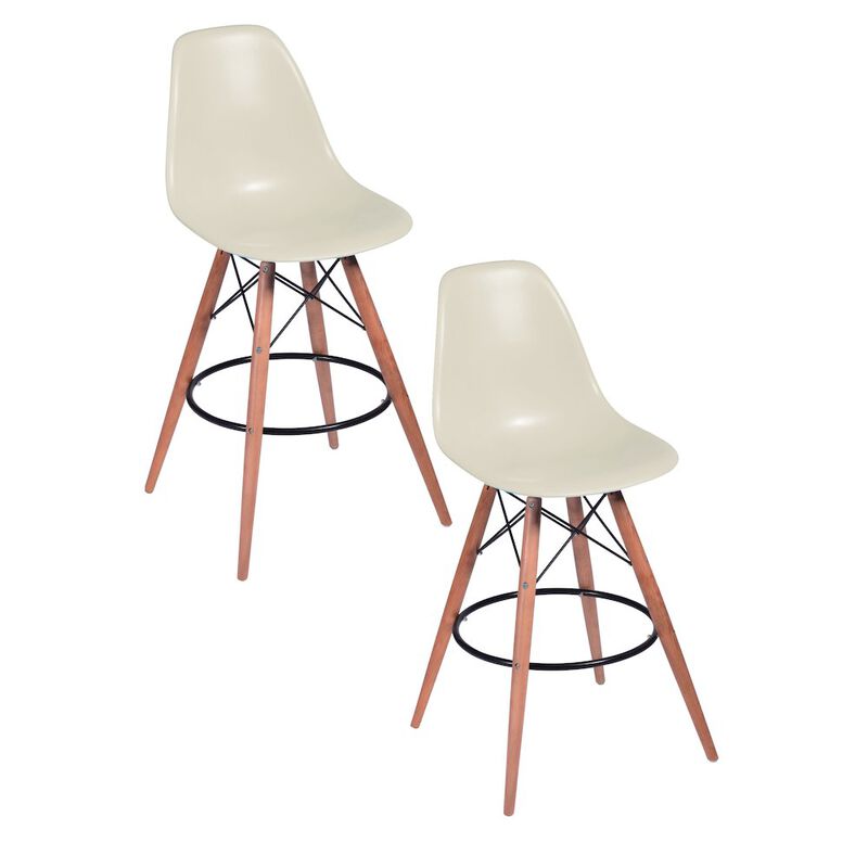 Pangea Home Della Bar Stool White (Set Of 2)
