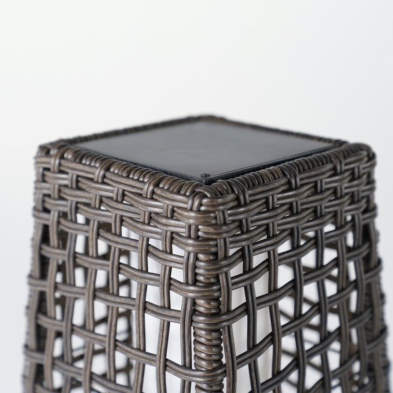 Mondawe Waist Drum Rattan Floor Lamp, Square Hollow Woven Design for Indoor/Outdoor Ambiance Lamp