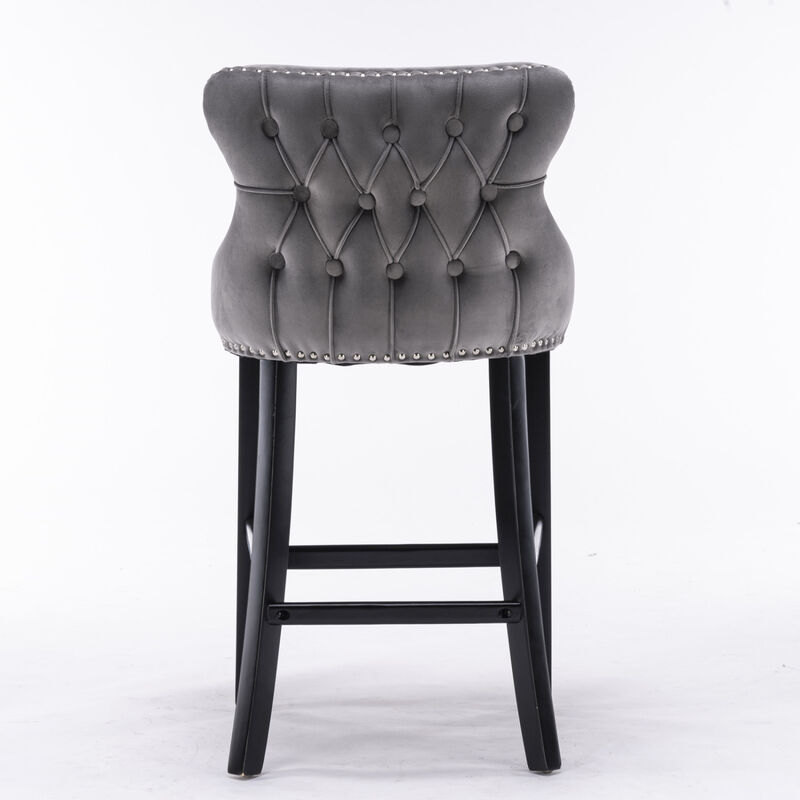 Streamdale Gray Velvet Wingback Bar Stools, Set of 2 image number 6