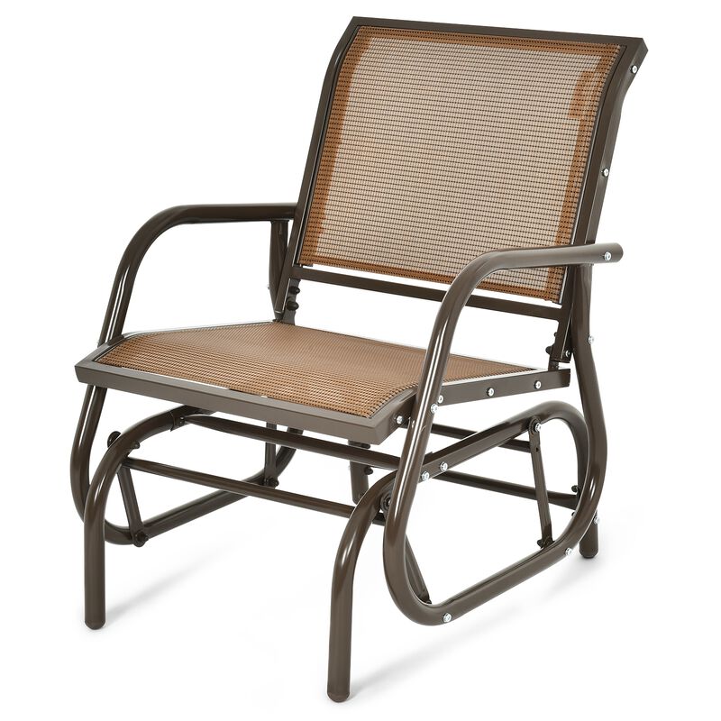 Heavy-Duty Outdoor Glider Chair &ndash; Rocking Swing Seat with Armrest for One