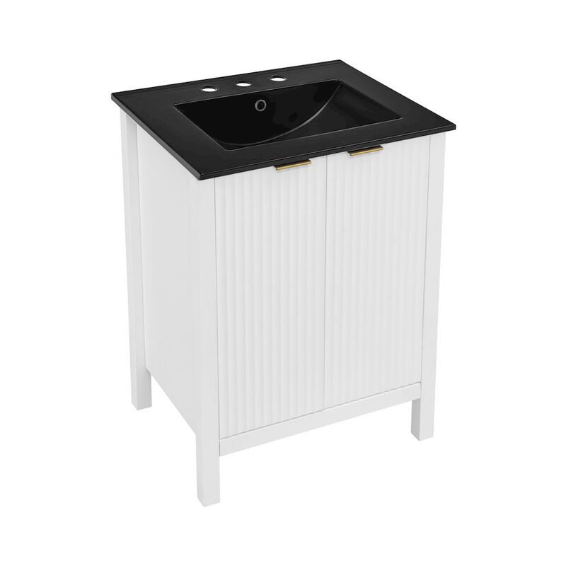 Bastille 24 in. White Bathroom Vanity with 3-Hole Ceramic Sink Top image number 6