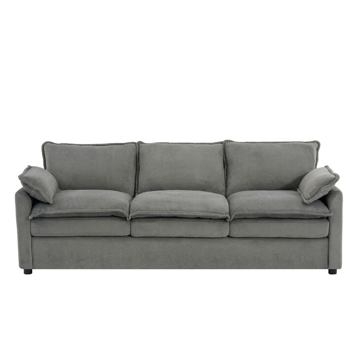 Merax Faux Fur 3-Seater Sofa with Double-Layer Cushion