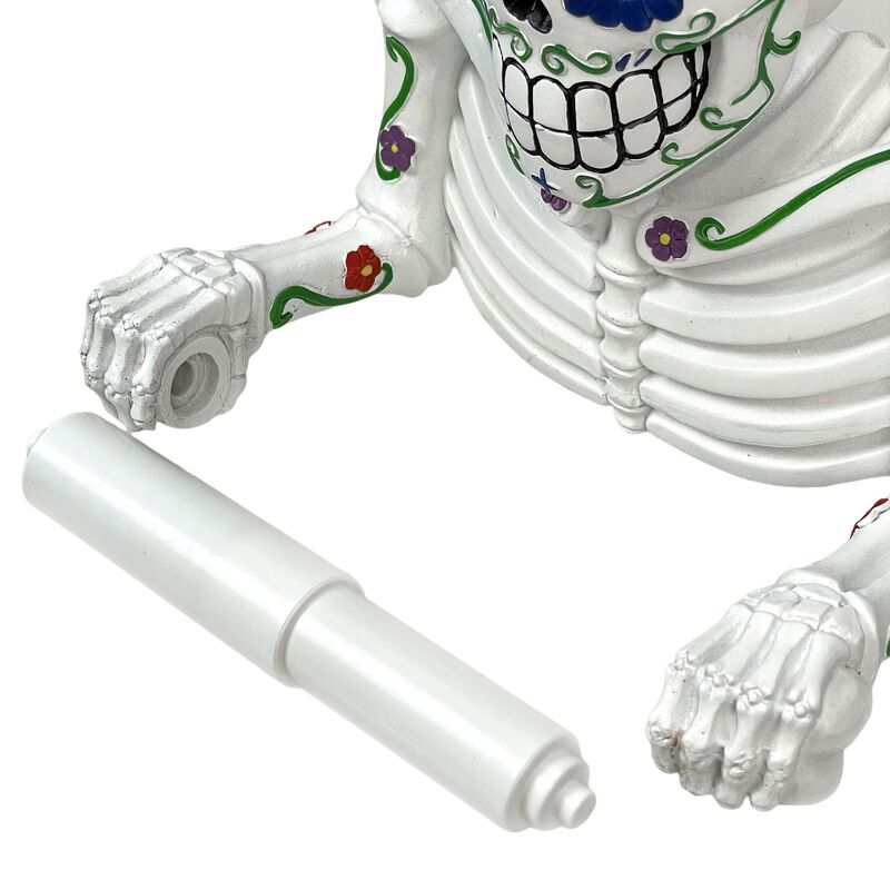 Smelly Skelly White Day Of The departed Sugar Skull Toilet Tissue Holder image number 5