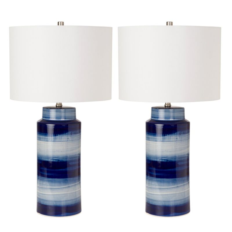 Lux Lighting Felicity 30 Navy Ceramic Table Lamp, (Set of 2)
