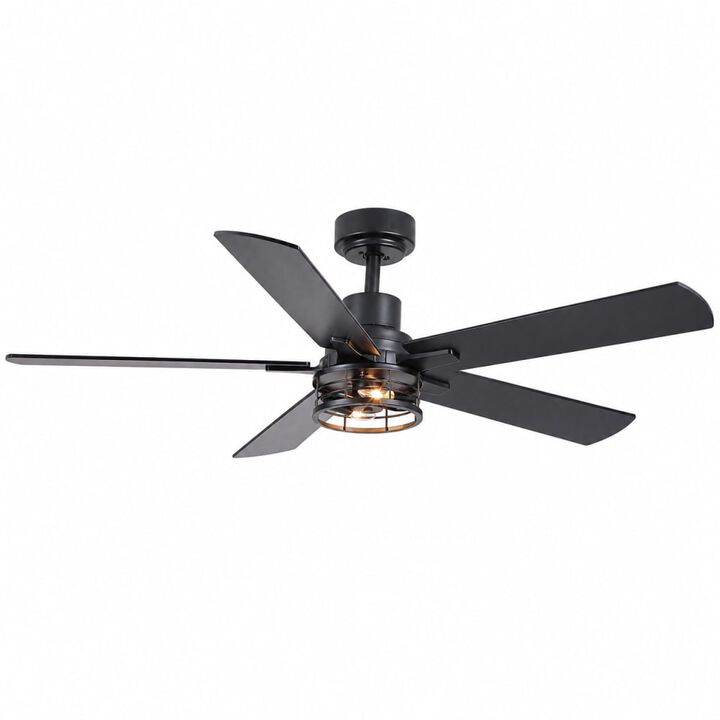 ELEMENT ACE Modern Farmhouse Industrial Ceiling Fan with Cage Light, Reversible DC Motor and Remote Control for Large Rooms