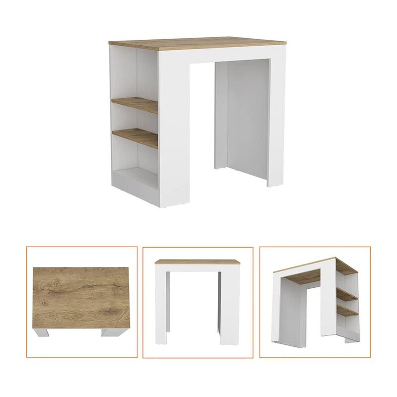 Streamdale Highlands Kitchen Island With Storage Base In White And Macadamia image number 7