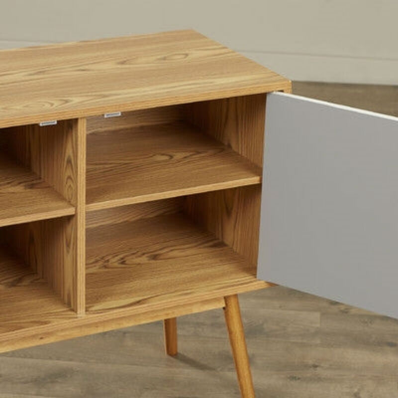 Storage Console Table with Solid Wood Legs &ndash; Mid-Century Modern Style for a Chic Home