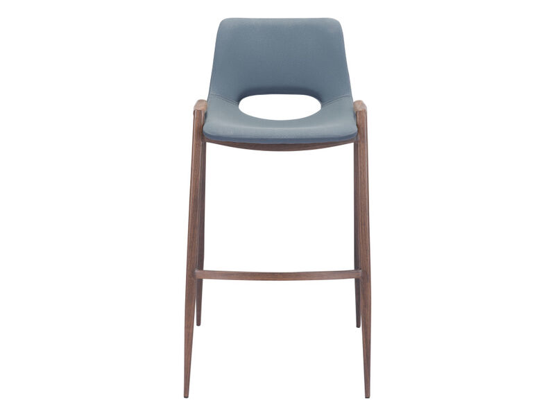 Desi Barstool (Set of 2) Azure Gray & Walnut