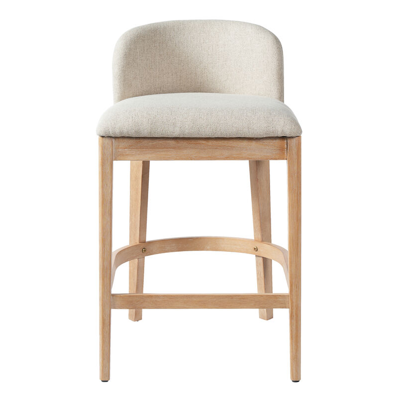 Christopher Knight Home Truda Farmhouse Rubberwood Upholstered Counter Stools with Curved Backrest (Set of 4) image number 6