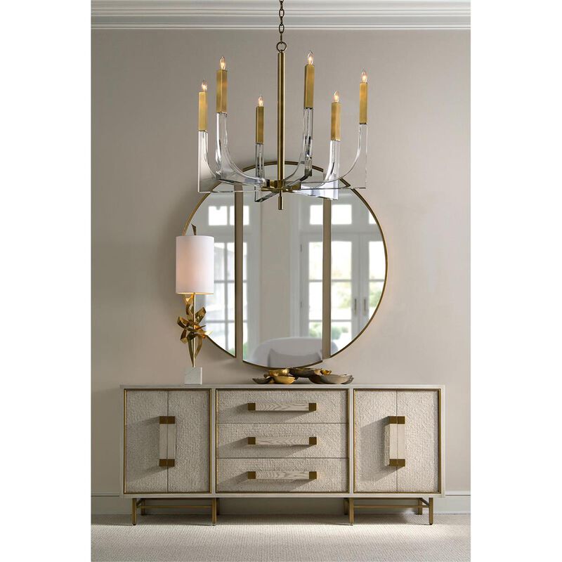 Acrylic And Brass Six-Light Chandelier