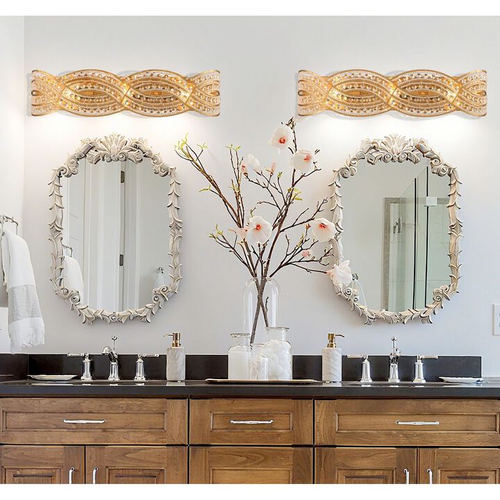 Anatasia Vanity in Lacquered Gold with Clear crystal filigree