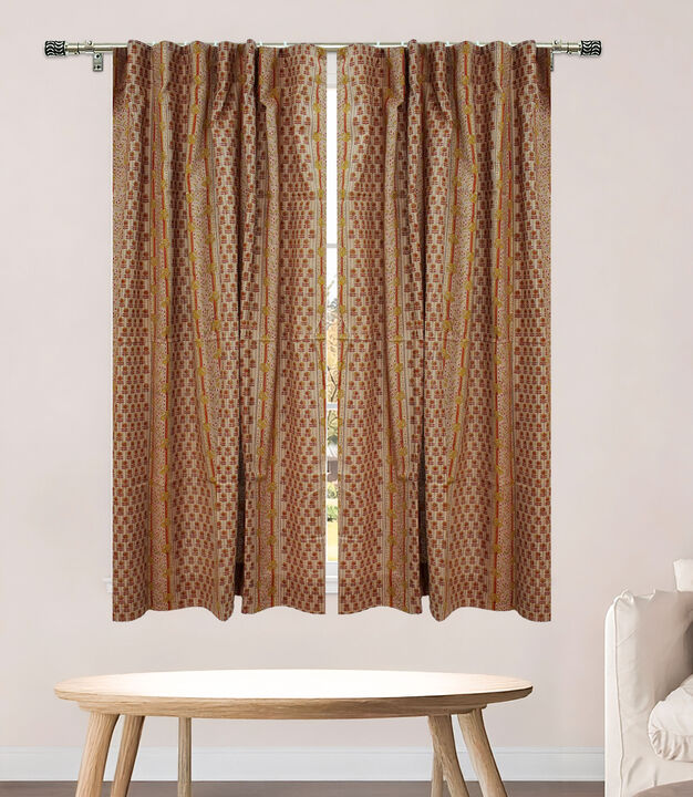 Fabdivine Handmade Block Print Floral 42x96 Inch Curtain Soft Semi Sheer Linen Farmhouse Window Drape, Anamika