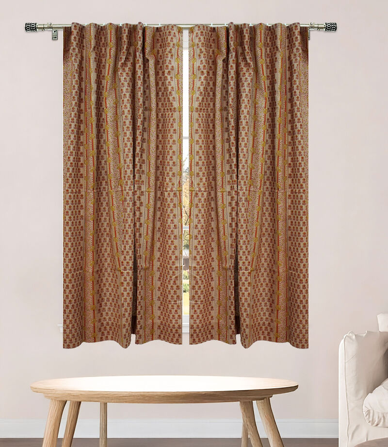 Fabdivine Handmade Block Print Floral 42x96 Inch Curtain Soft Semi Sheer Linen Farmhouse Window Drape, Anamika image number 0