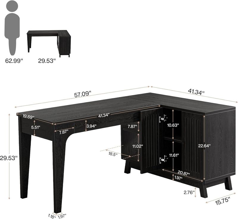 Compact Office Desk with Storage for Small Spaces or Home Office