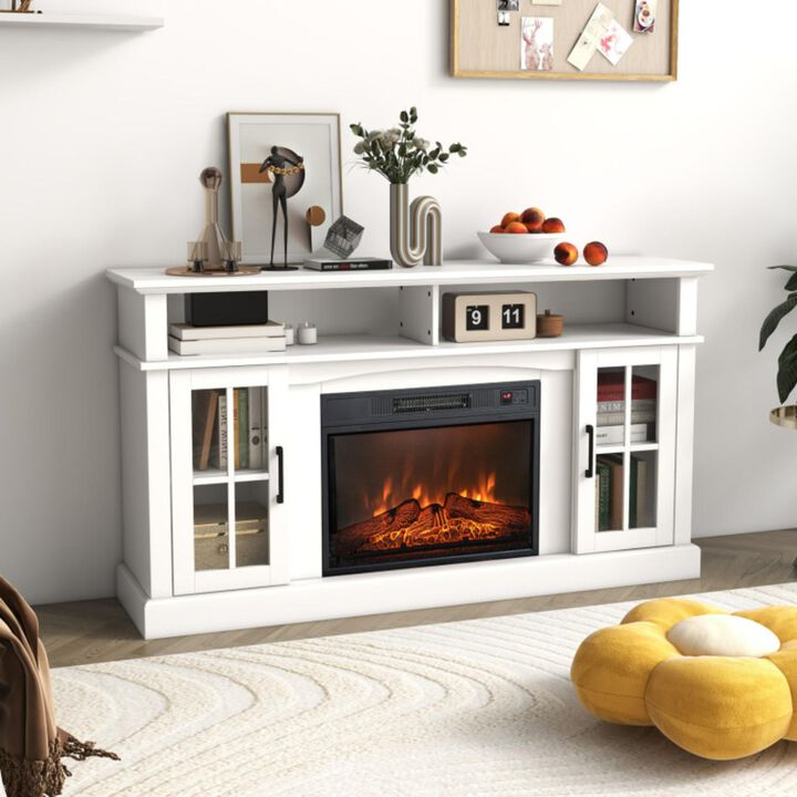 Hivvago Fireplace TV Stand for TVs Up to 65 Inch with Side Cabinets and Remote Control