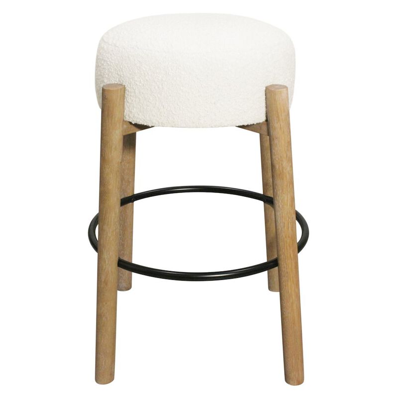 Natalia Barstool in Ivory Boucle Fabric 2-Piece Set