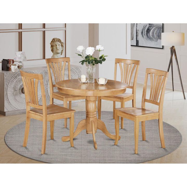 5 Pc Kitchen Table-round Kitchen Table plus 4 Chairs for Dining room